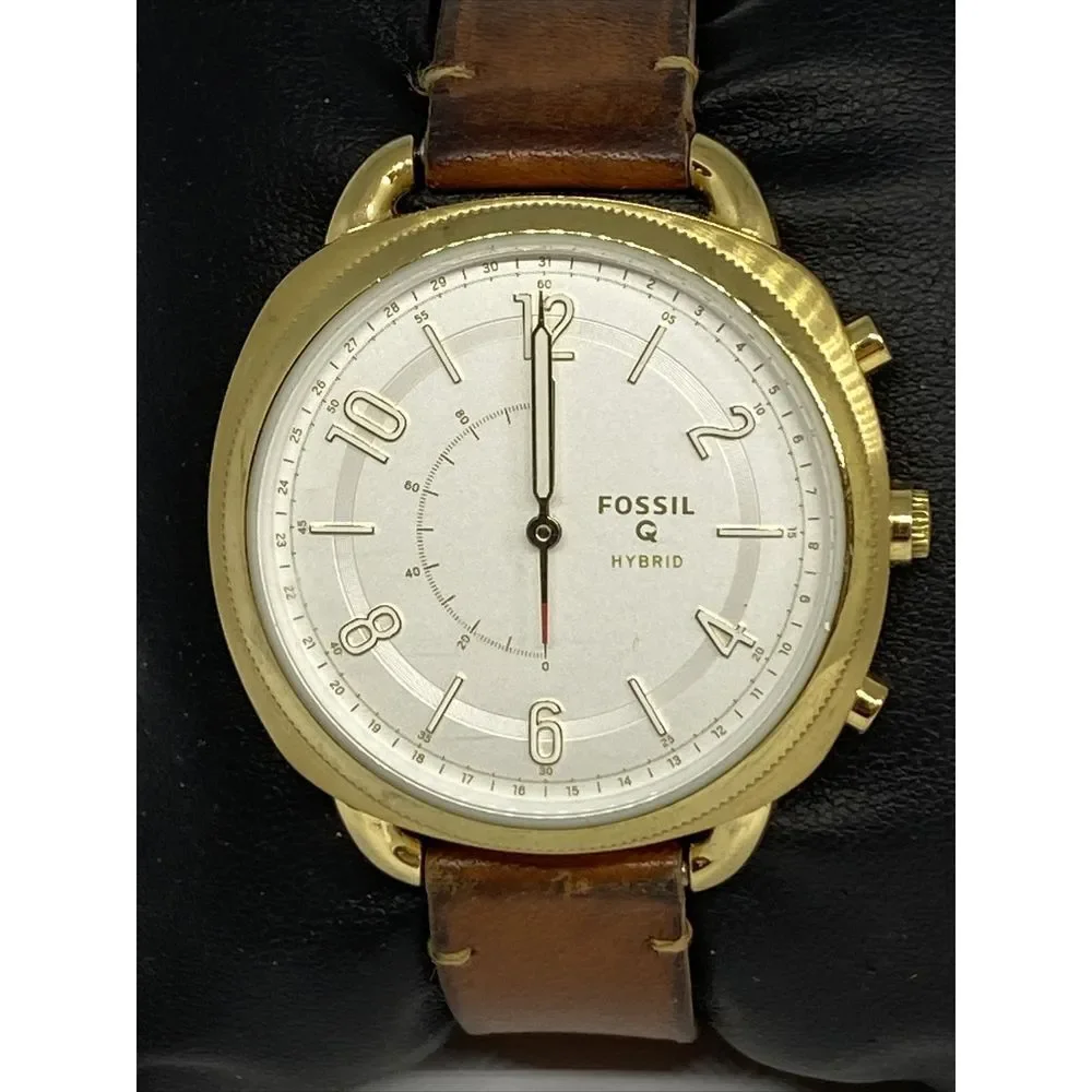 Fossil FTW1201 Women's Brown Leather Analog White Dial Hybrid Smartwatch XX727